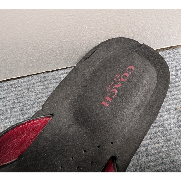 Coach Judy Flip Flop Sandals Women 10 B Leather Signature Logo Comfort Y2K - Picture 5 of 6